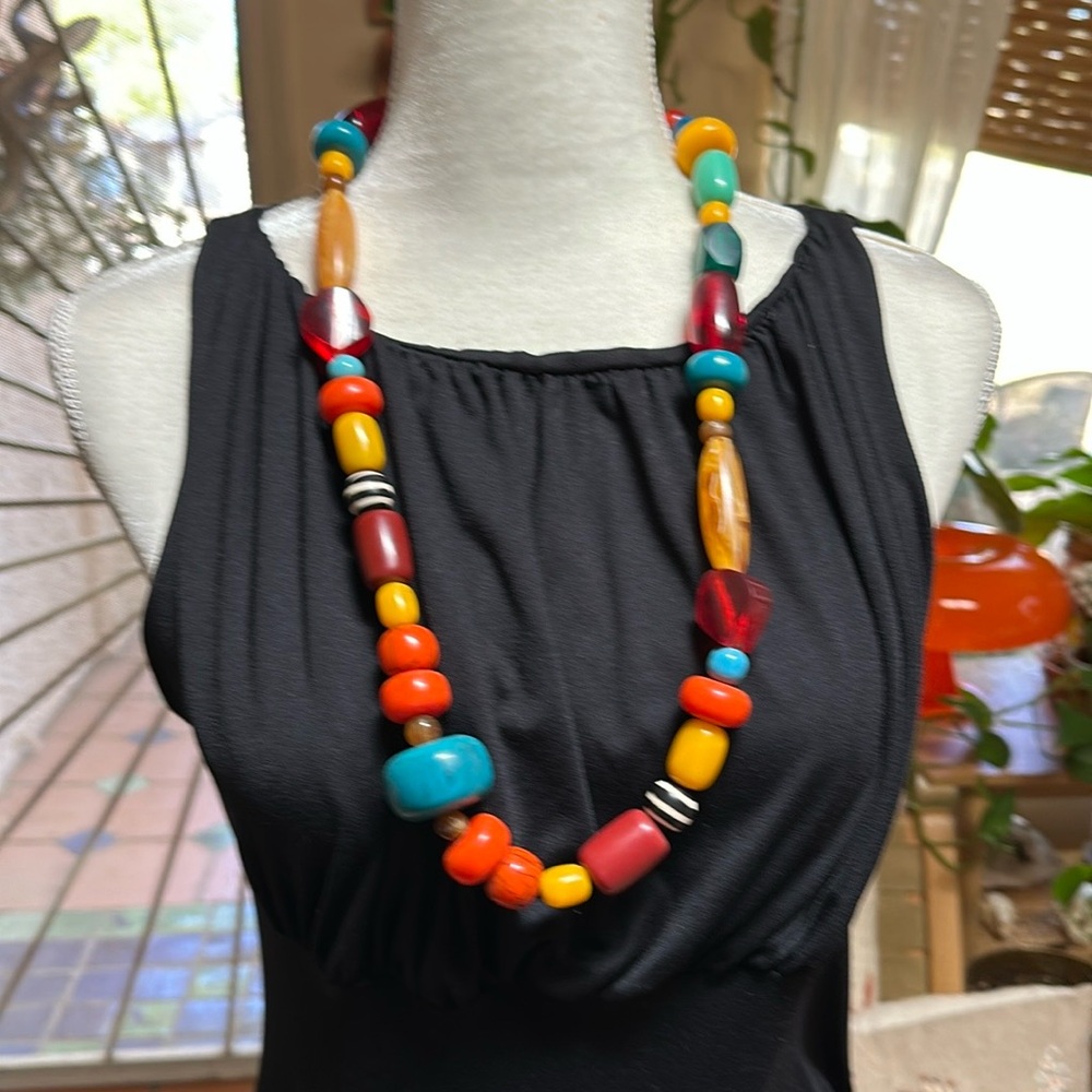 Vintage African Resin Bead Necklace